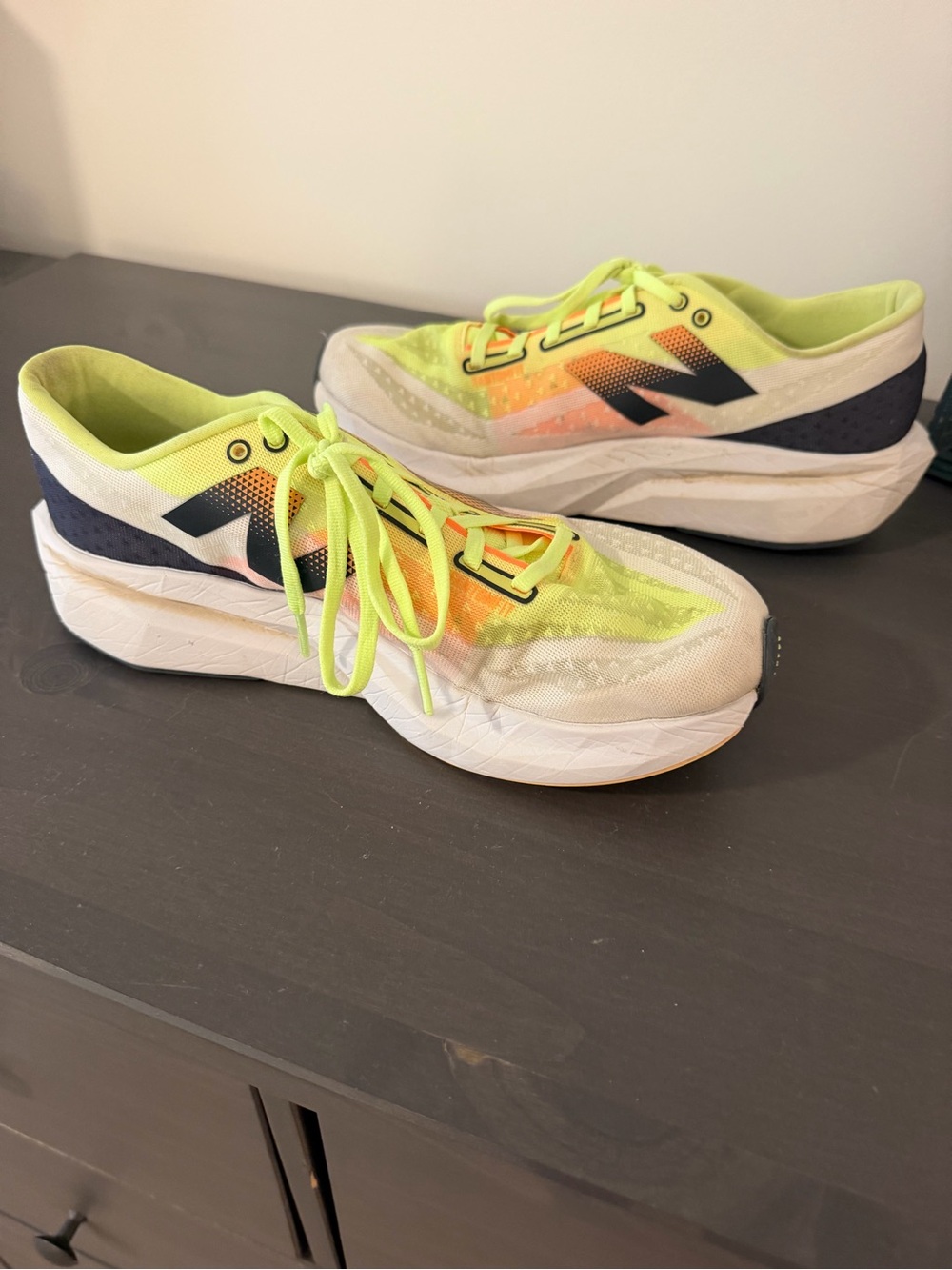 New Balance women’s Neon Yellow and Orange Accent Sneakers
